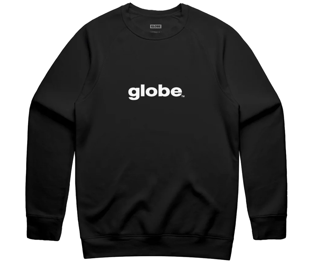 Globe OG Crew black – classic skate sweatshirt made with organic cotton and recycled polyester.