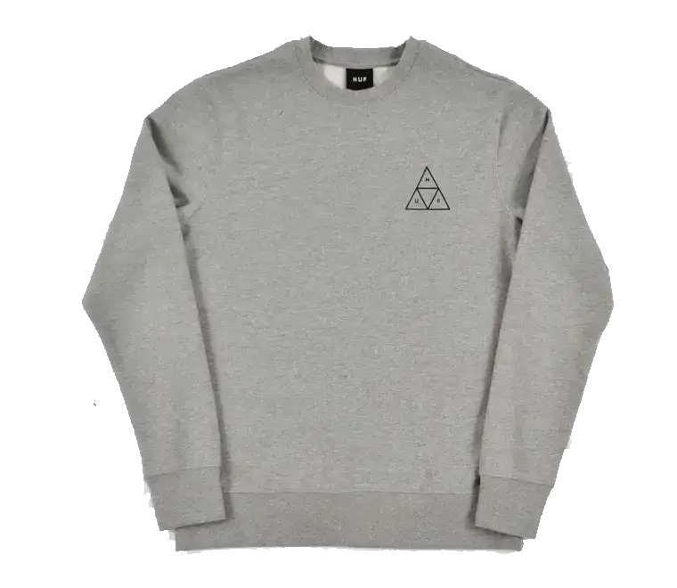 HUF Essentials Triple Triangle Crew, Heather Grey