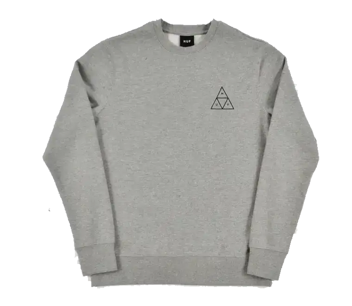 HUF Essentials Triple Triangle Crew, Heather Grey