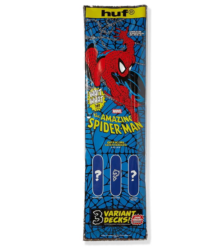 HUF x Spider-Man Blind Bag Deck packaging featuring The Amazing Spider-Man #300