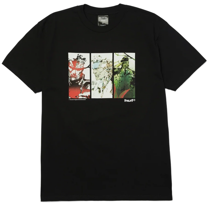 HUF x Metal Gear Solid Legacy Tee Black front and back graphic