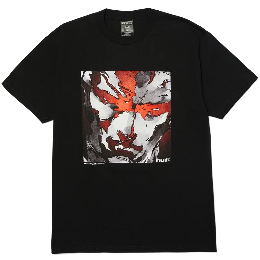 HUF x Metal Gear Solid MGS1 black tee with front artwork and back logo