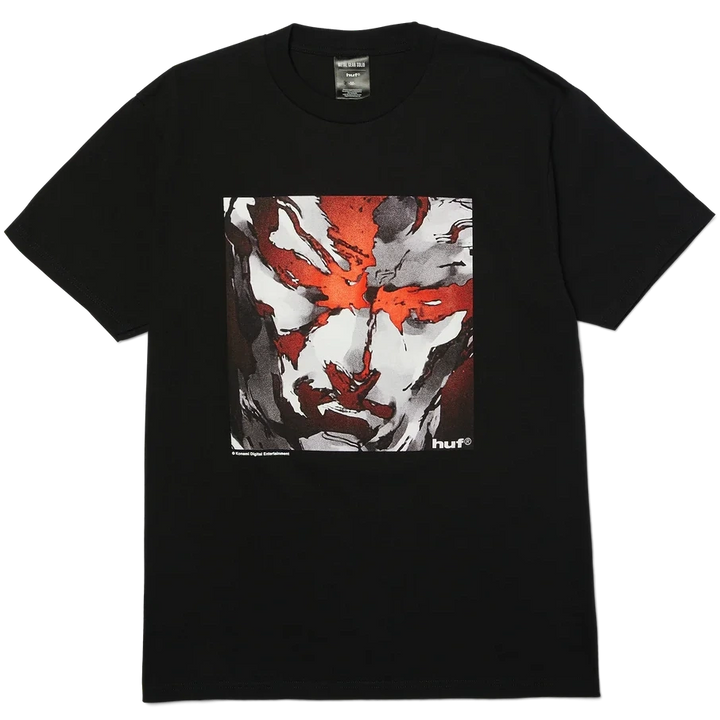 HUF x Metal Gear Solid MGS1 black tee with front artwork and back logo