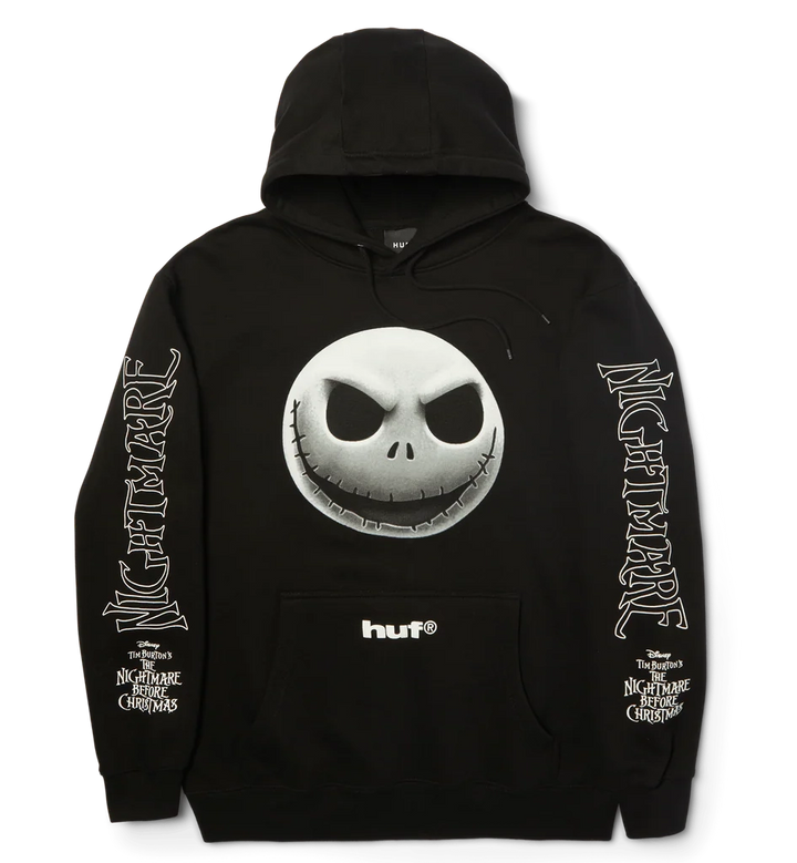 HUF x Disney Nightmare Before Christmas Jack Skellington black pullover hoodie with large front graphic and sleeve prints