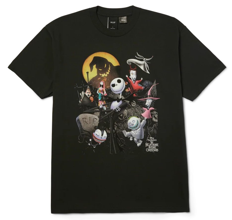 HUF x Nightmare Before Christmas Jack Skellington group graphic black short sleeve t-shirt