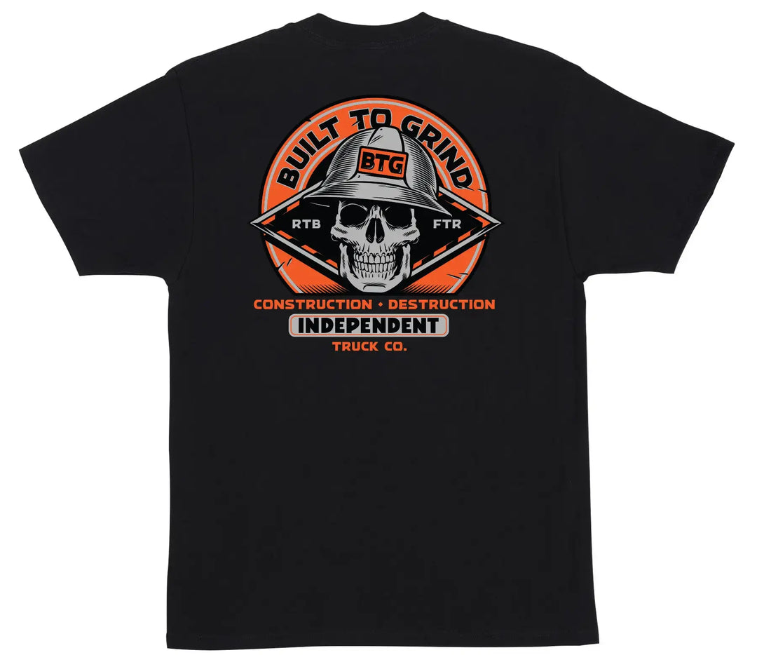 Independent Built To Grind Hard Head Tee black with front logo and large back graphic