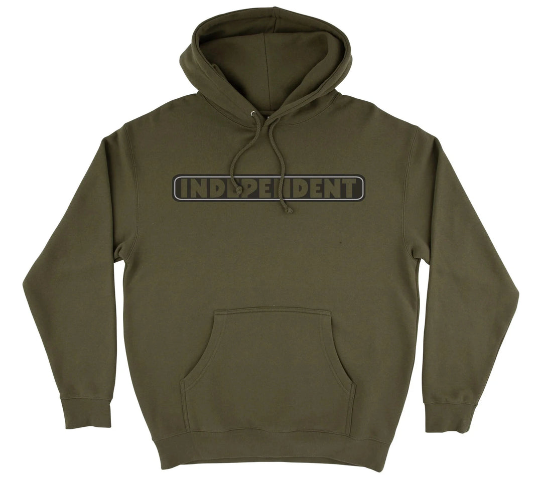 Independent Bar Logo hoodie army green with front logo and fleece construction