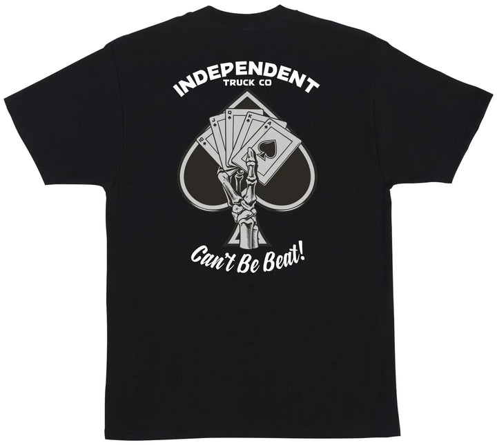 Independent Royal Flush black t-shirt with small front and large back graphic