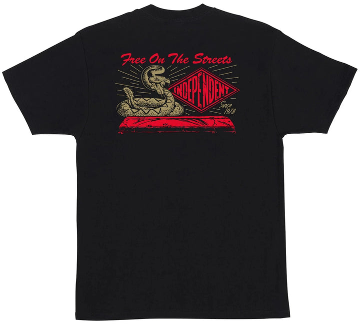 Independent Snake Bite Tee Black with rattlesnake and Independent logo back graphic