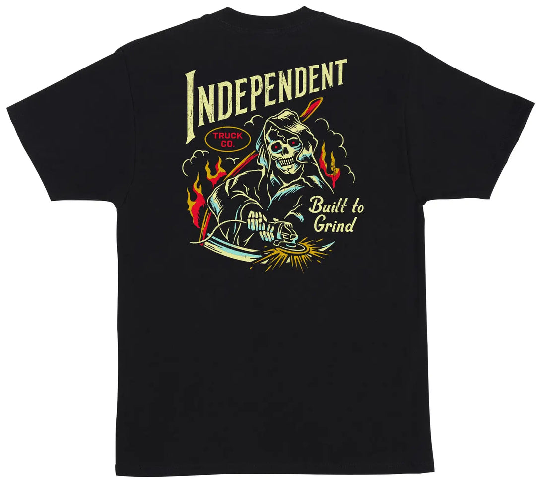 Independent Stay Sharp Tee Black with grim reaper Built to Grind back graphic