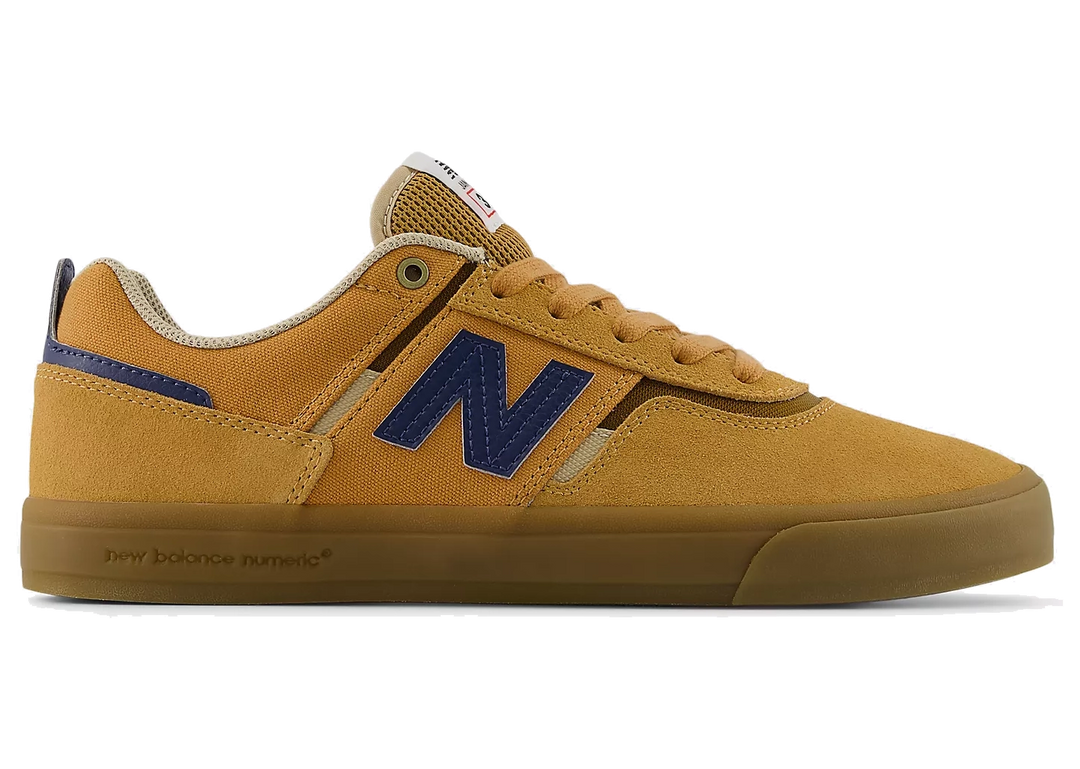  New Balance Numeric Jamie Foy 306 skate shoe in brown with blue logo and gum sole