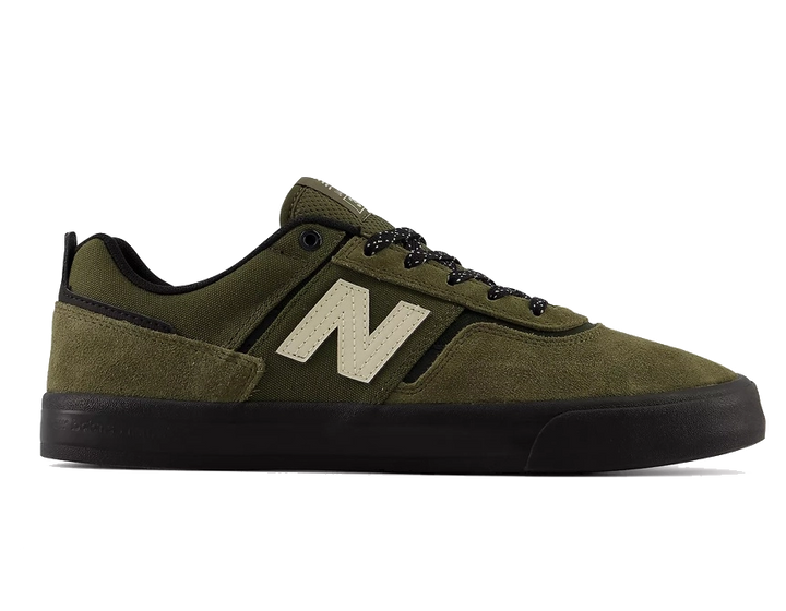 New Balance Numeric Jamie Foy 306 Dark Moss olive suede skate shoes with black outsole