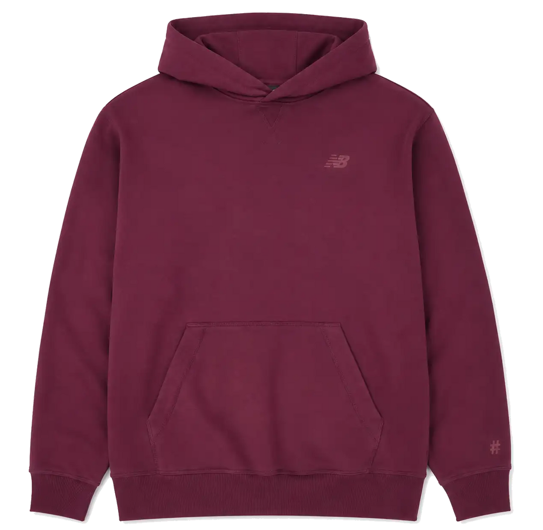 New Balance Numeric French Terry Hoodie in wine with tonal chest logo