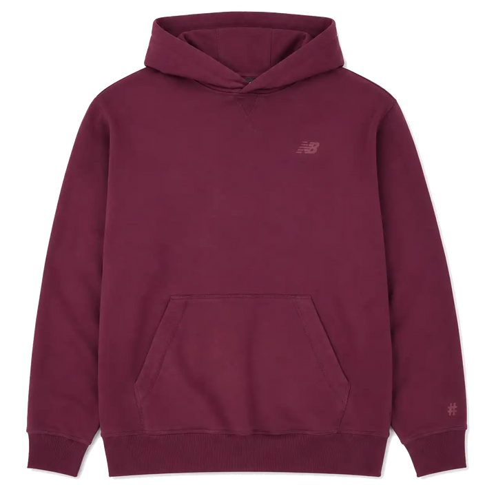 New Balance Numeric French Terry Hoodie in wine with tonal chest logo