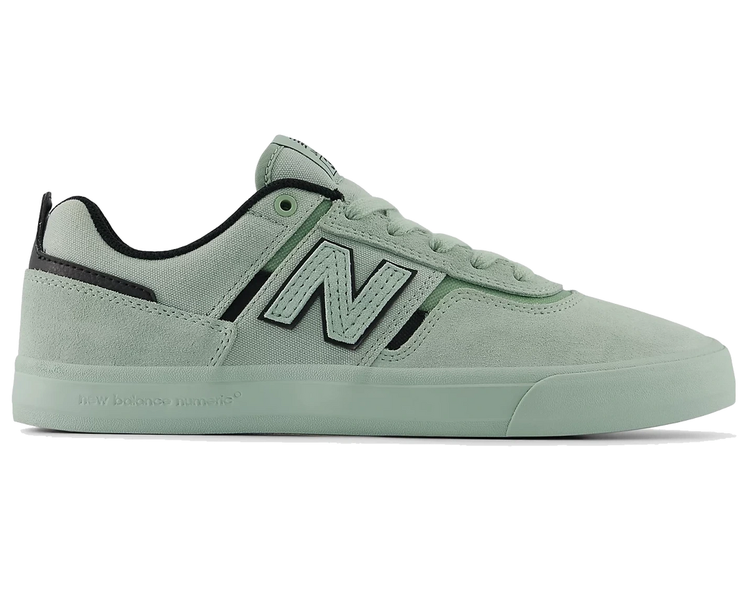 New Balance Numeric Jamie Foy 306 skate shoe Green Black suede upper with mesh panels and vulcanized sole