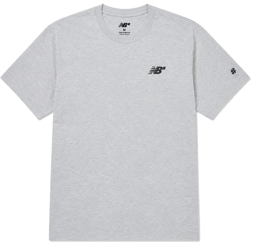 New Balance Numeric Small Logo Tee Athletic Grey with chest and sleeve logos