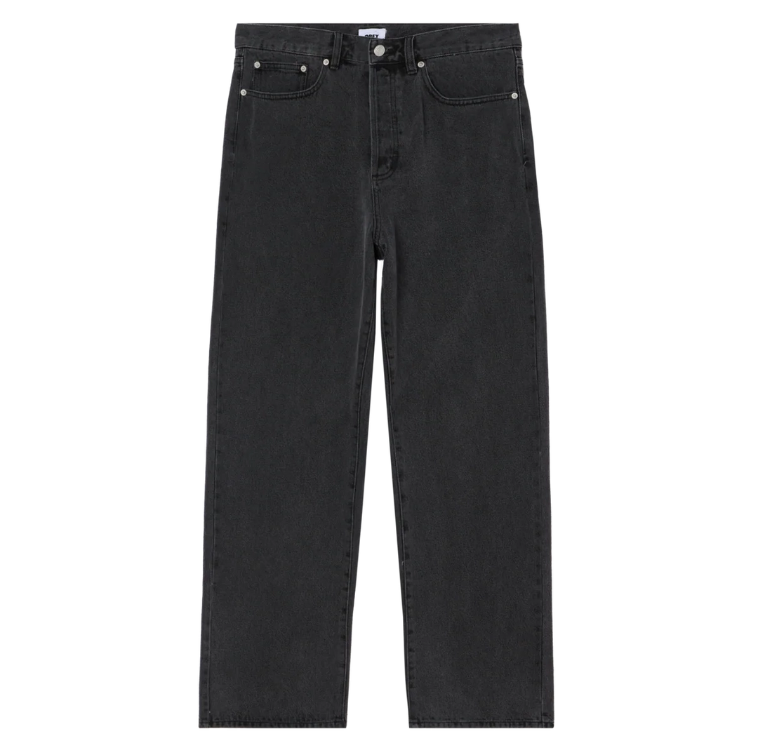 OBEY Classic Baggy Denim Jeans in Black Ash with relaxed tapered fit