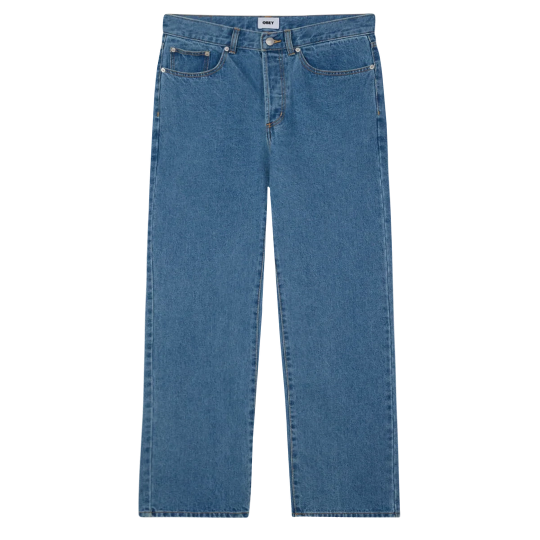 OBEY Classic Baggy Denim Jeans in Light Indigo with relaxed tapered fit