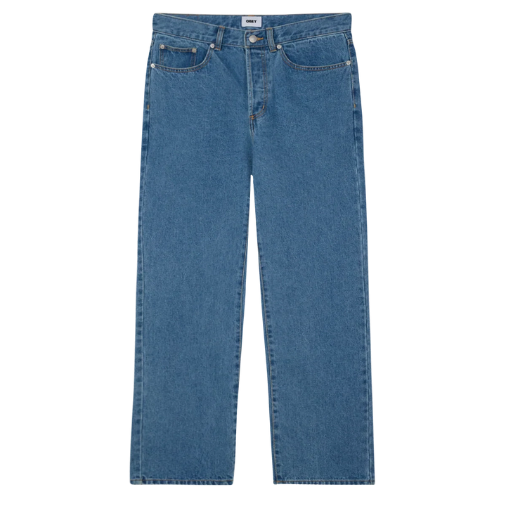 OBEY Classic Baggy Denim Jeans in Light Indigo with relaxed tapered fit