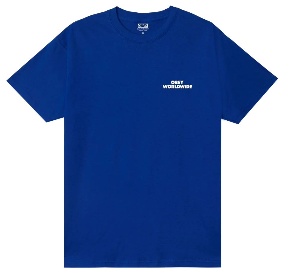 OBEY Worldwide Tee in Royal Blue with small white chest logo