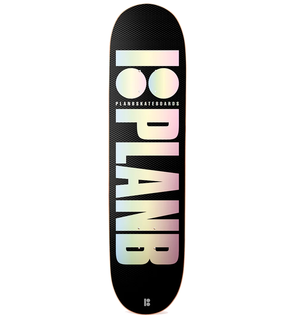 Plan B OG Honeycomb Deck 8.25" with foil and raised ink graphic, popsicle shape, and 7-ply maple for all-around skating.