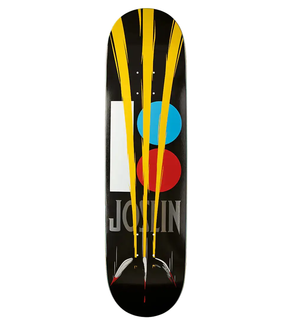 Plan B Chris Joslin Snikt OG 8.375 skateboard deck with claw-mark graphic and red stained top ply