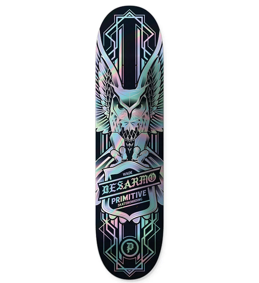 Primitive Wade Desarmo Owl Spectra skateboard deck 8.125 with holographic foil owl graphic