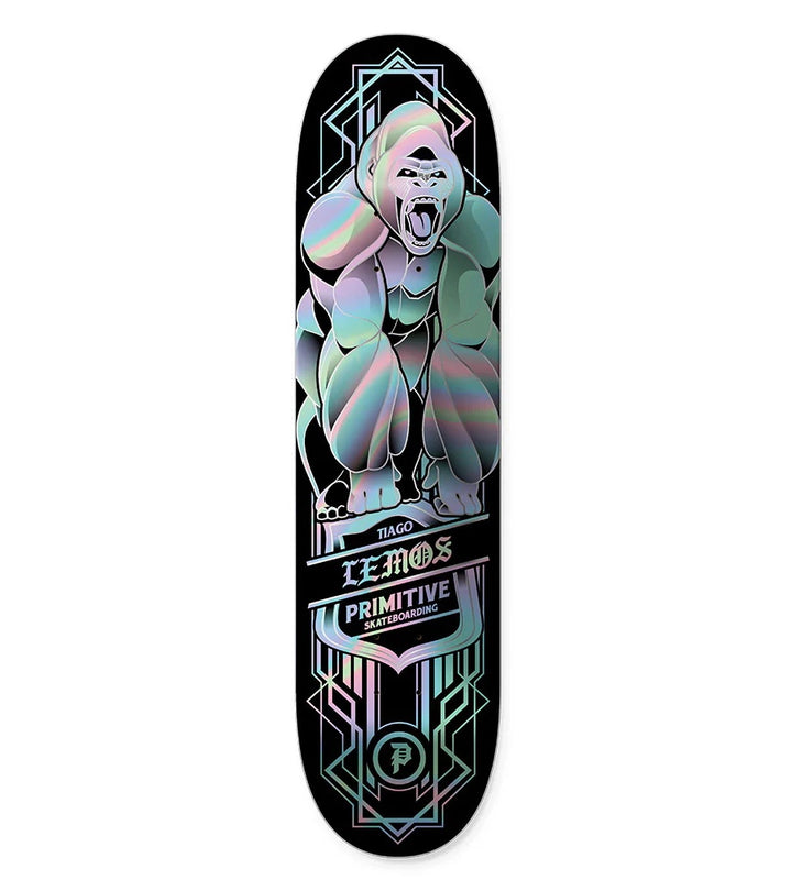 Primitive Tiago Lemos Gorilla Spectra skateboard deck 8.0 with holographic foil gorilla graphic