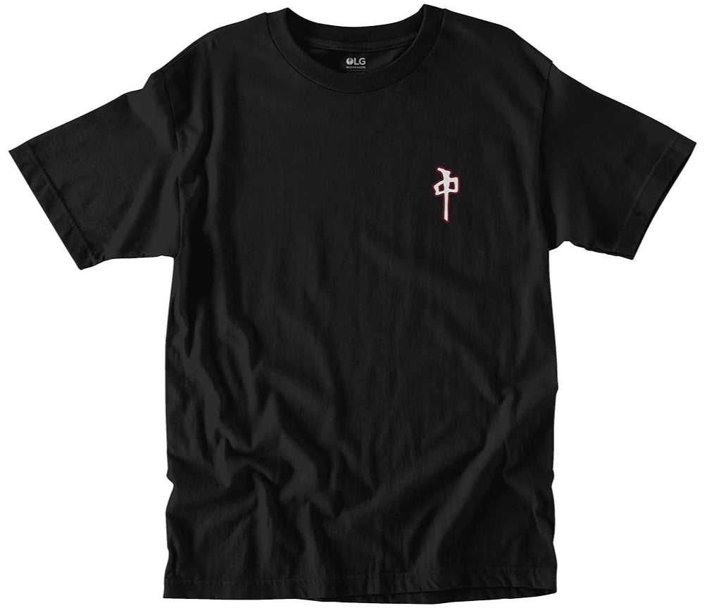 RDS Balance Chung Tee in Black with clean white and red chest logo, classic short sleeve skate shirt
