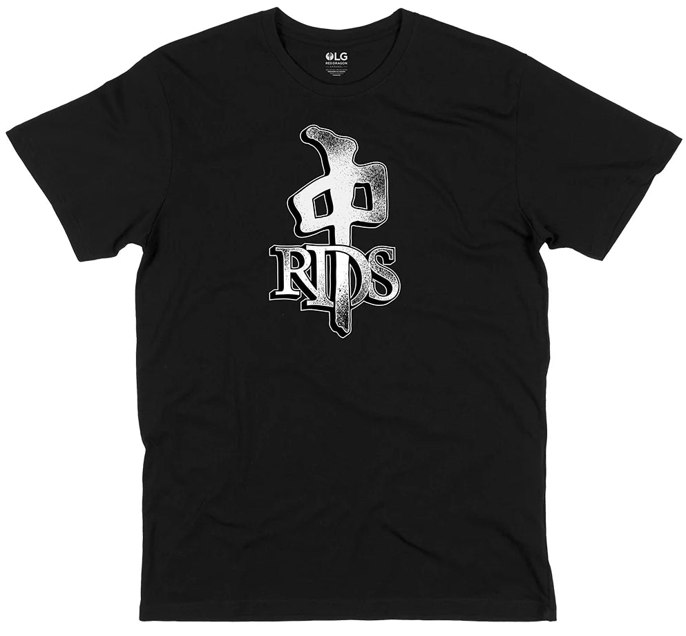 RDS Carved Stone OG Tee in black with white carved stone-style Chung logo screen print.