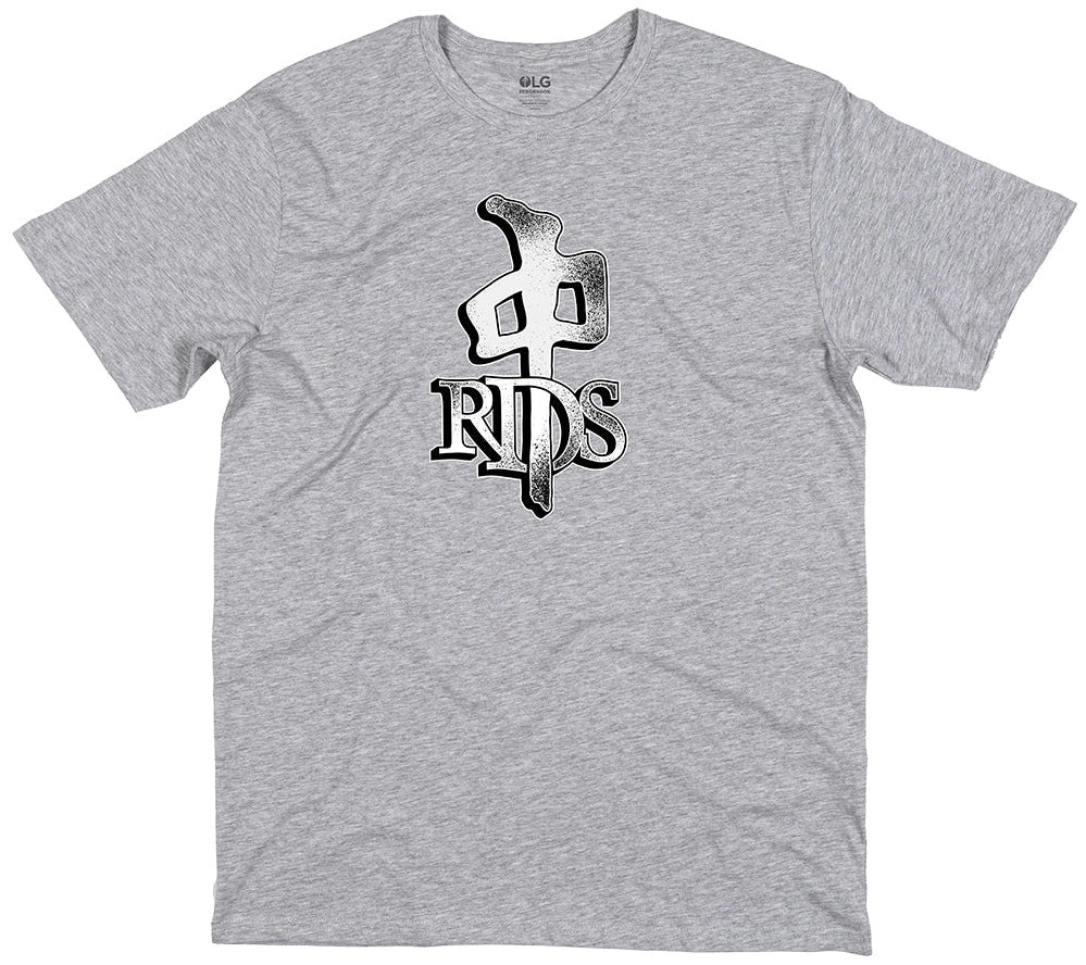 RDS Carved Stone OG Tee in athletic grey with black and white carved stone-style Chung logo screen print.