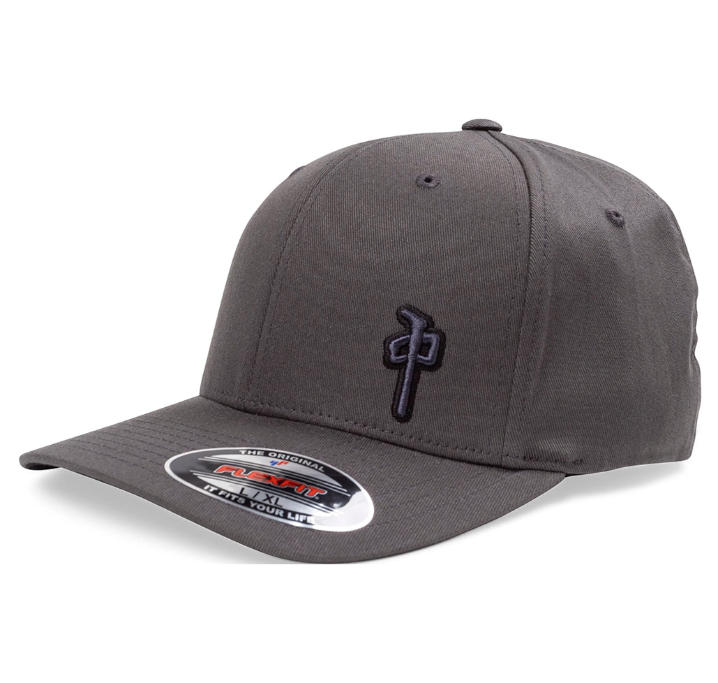 Alt Text: RDS Durst Flexfit Hat Grey with black 3D embroidered Chung logo and Flexfit stretch-fit design.