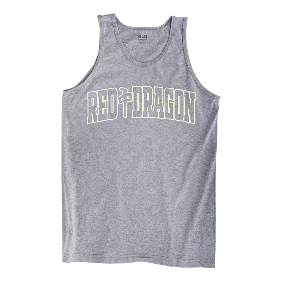 RDS En Vogue sleeveless tank top in athletic grey with collegiate Red Dragon logo