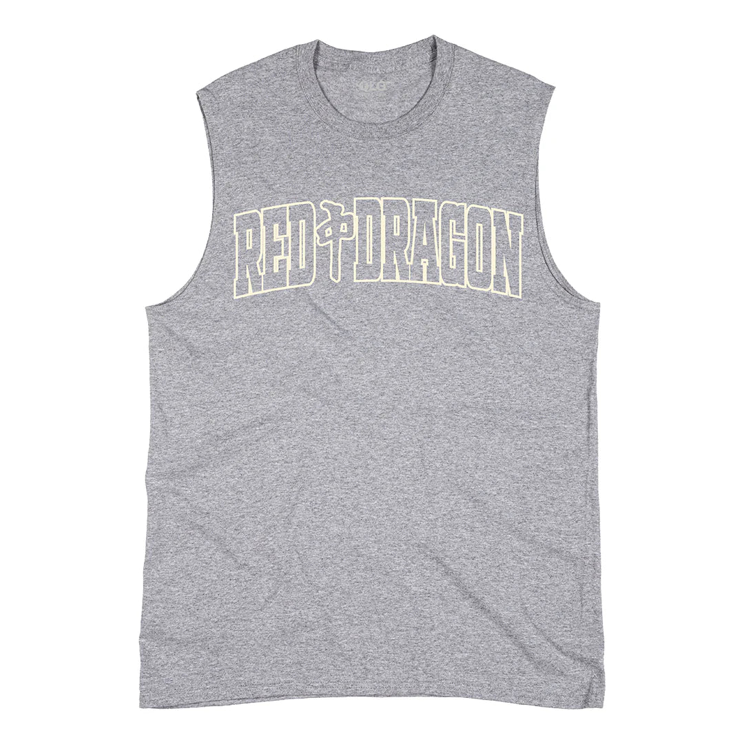 RDS En Vogue sleeveless tank top in athletic grey with collegiate Red Dragon logo