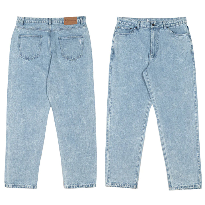 RDS Franklin Baggy Jeans in ultra light blue with relaxed fit, straight leg, and durable skate-friendly denim.