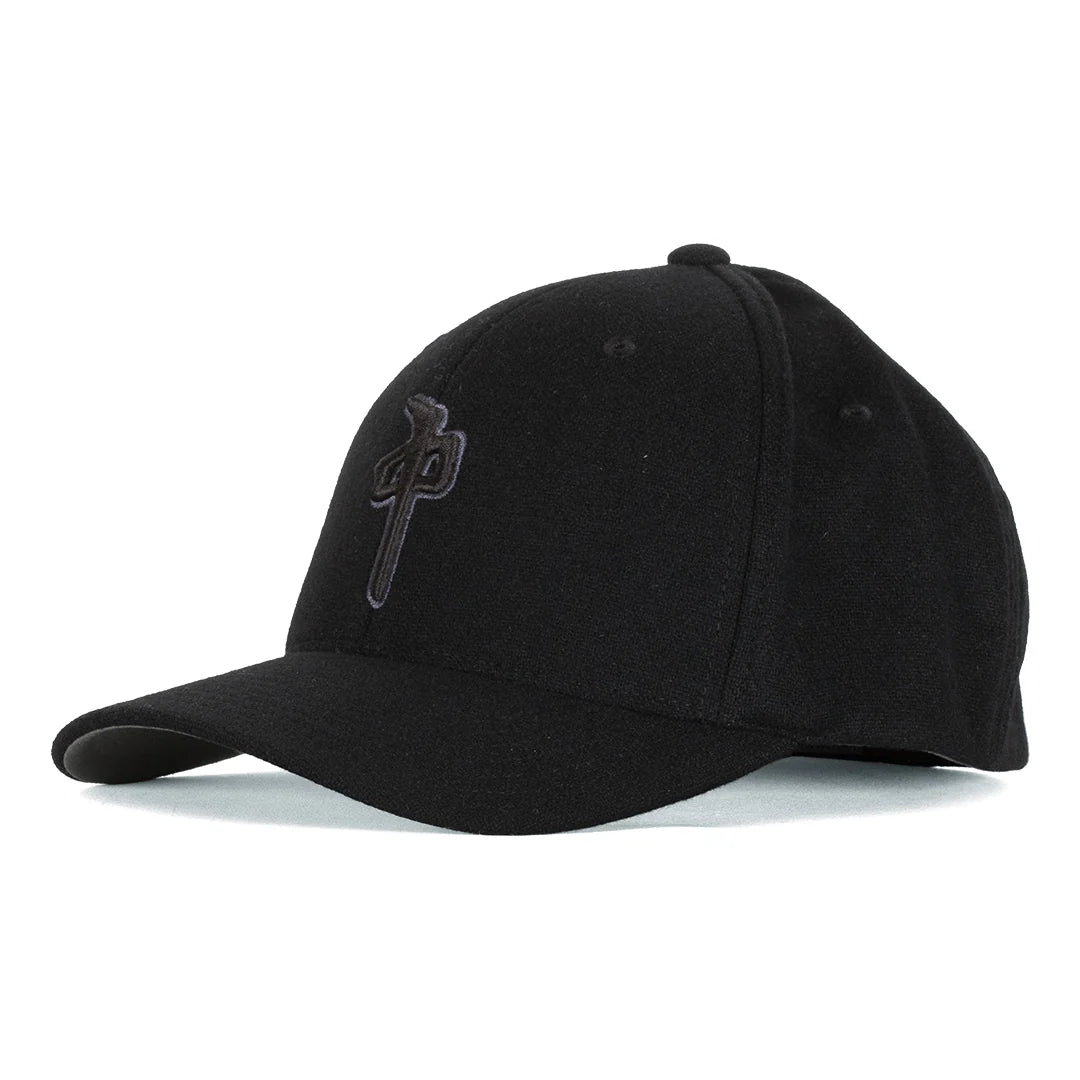 RDS OG Puffy Flexfit Melton Wool Hat Black with dark grey embroidered RDS logo