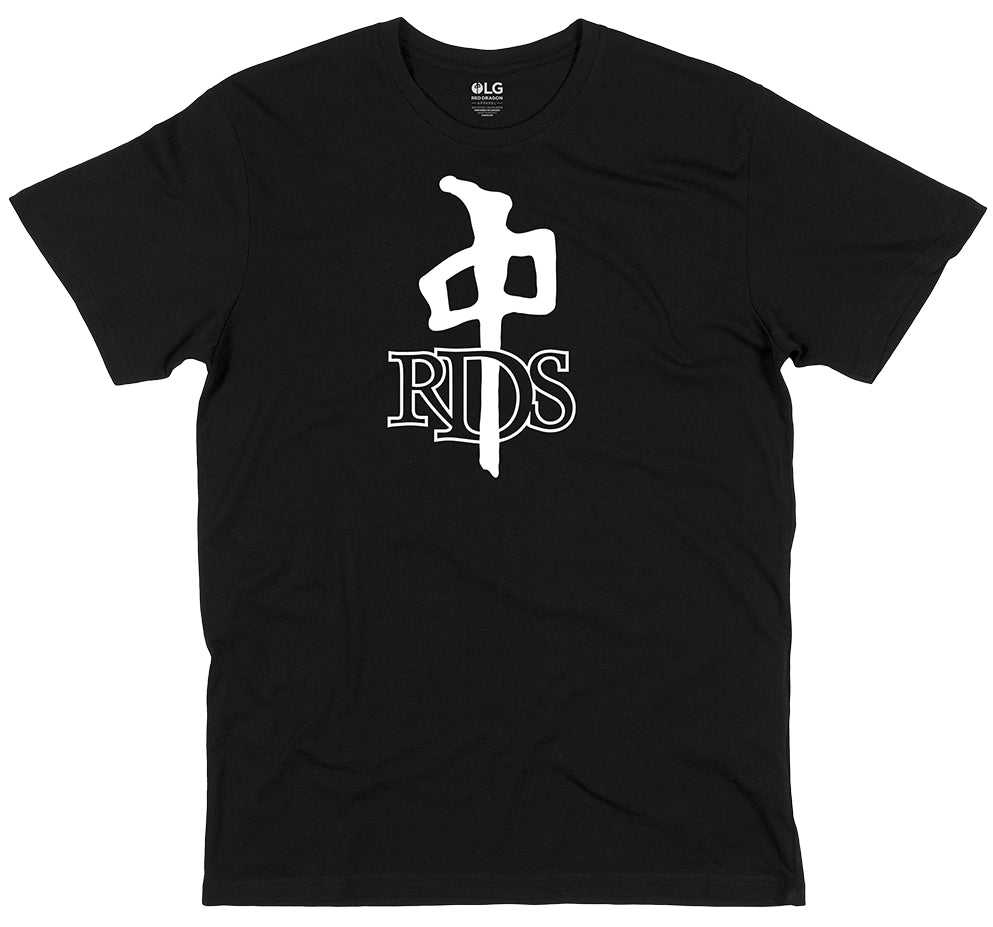  Front view of RDS OG Tee in black with white Chung logo graphic