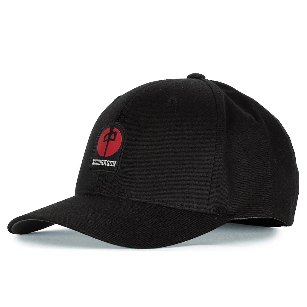 RDS Point Patch Flexfit Hat Black with red and black Red Dragon logo patch