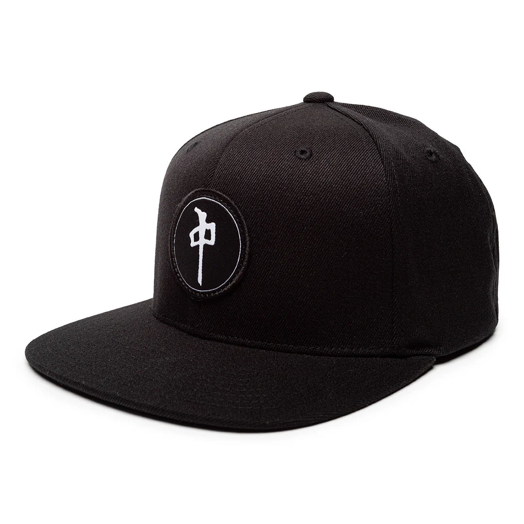 RDS Chung Patch Snapback Hat in all-black with embroidered white Chung logo patch and flat brim