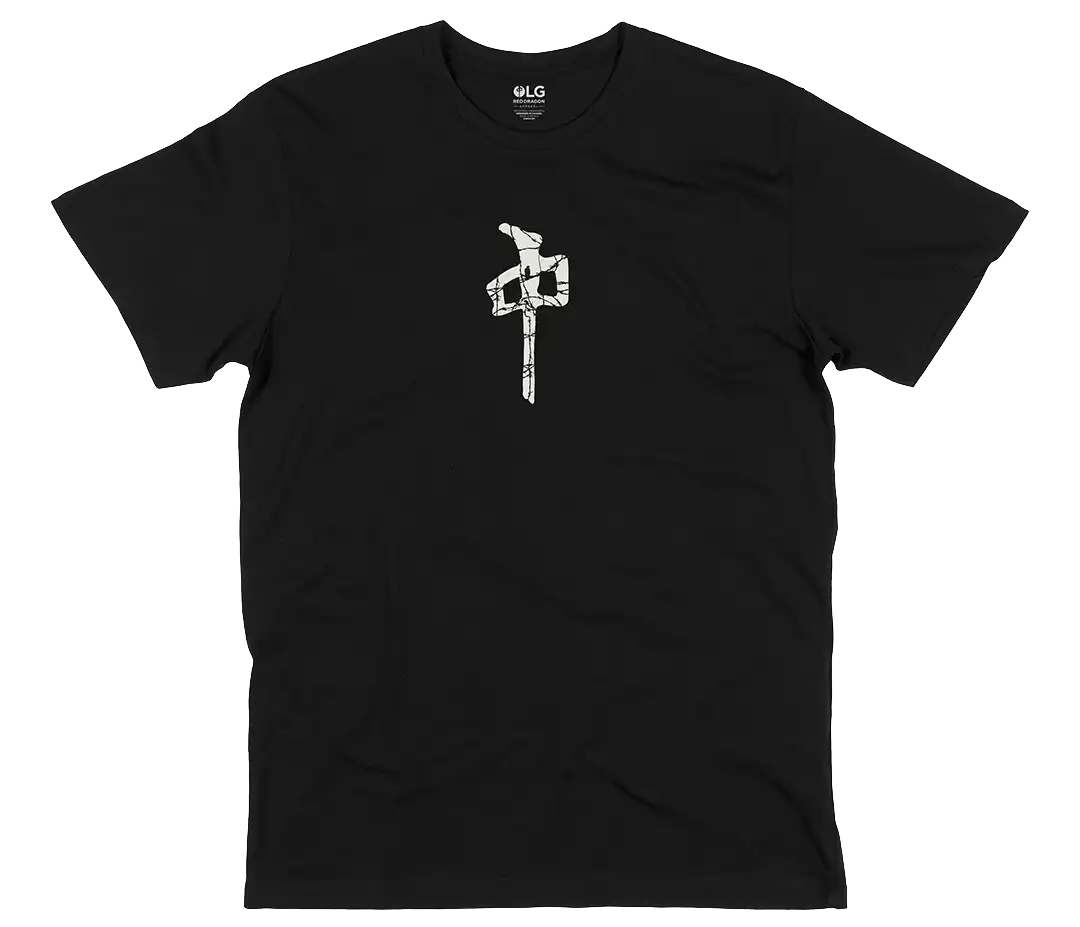 Black RDS Wire Chung t-shirt with white wireframe-style Chung logo printed on the front