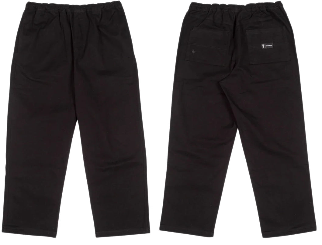 RDS Decenzo Pants black twill skate pants with stretch and elastic waistband