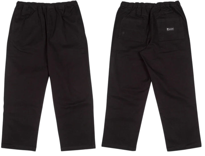 RDS Decenzo Pants black twill skate pants with stretch and elastic waistband