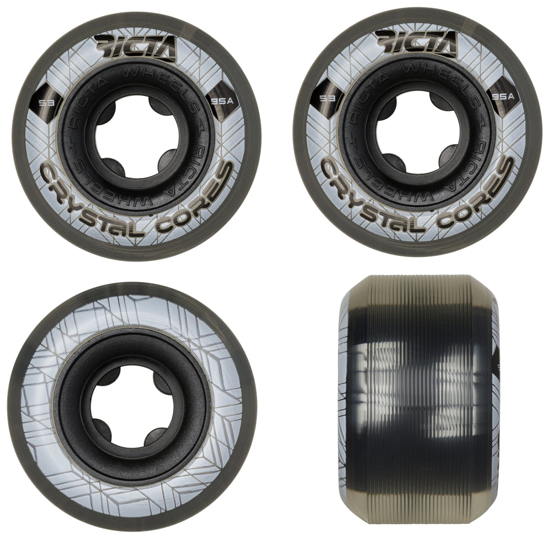 Ricta Crystal Core skateboard wheels 53mm 95a smoke clear set of 4