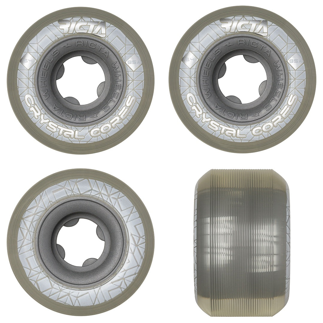 Ricta Crystal Core skateboard wheels 54mm 95a smoke clear set of 4