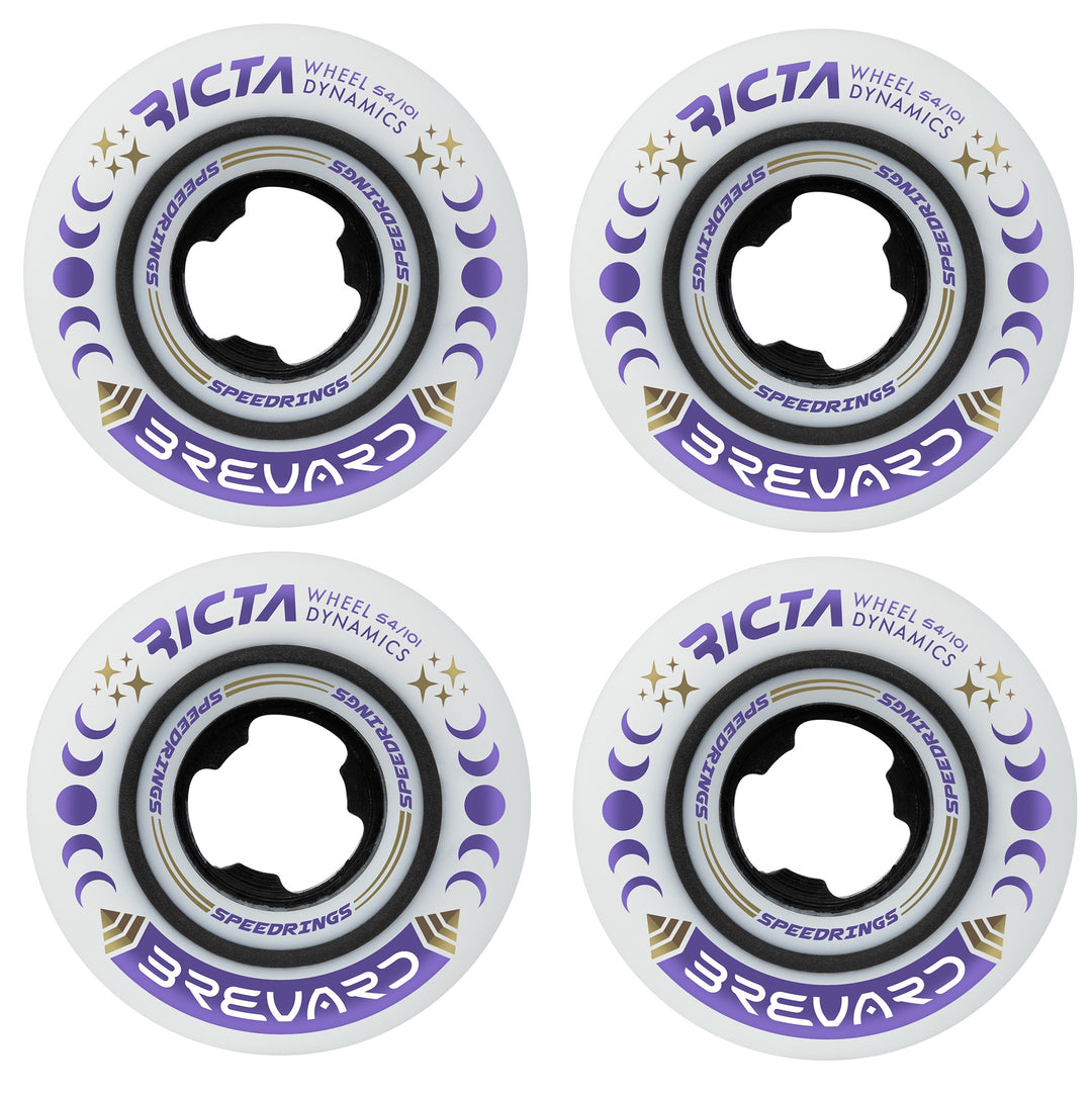 Ricta Speedrings Brevard 54mm 101A Wide skateboard wheels designed for ultra-fast roll and stable street performance