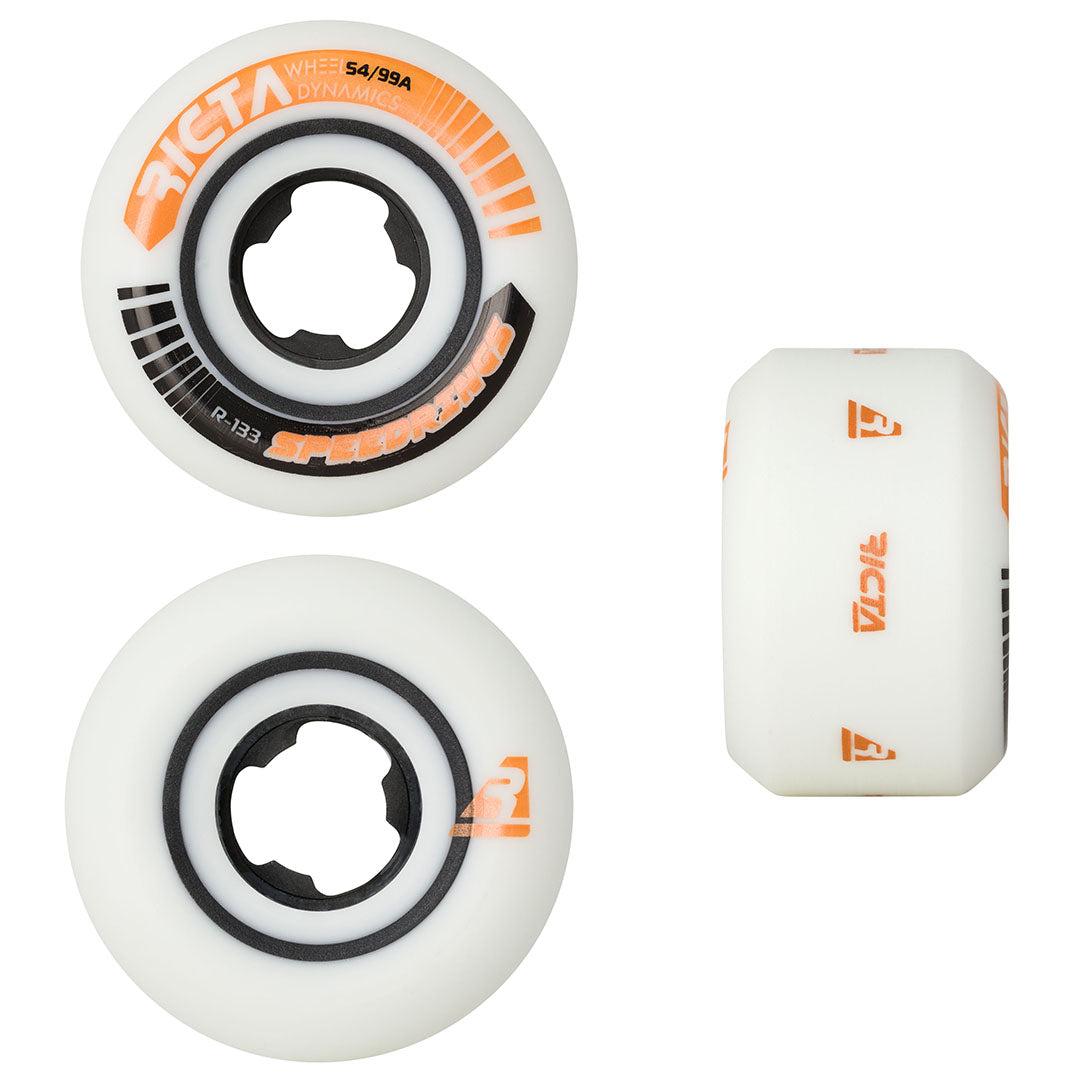 Ricta Speedrings 54mm 99A Wide skateboard wheels designed for fast roll, reduced resistance, and consistent street performance