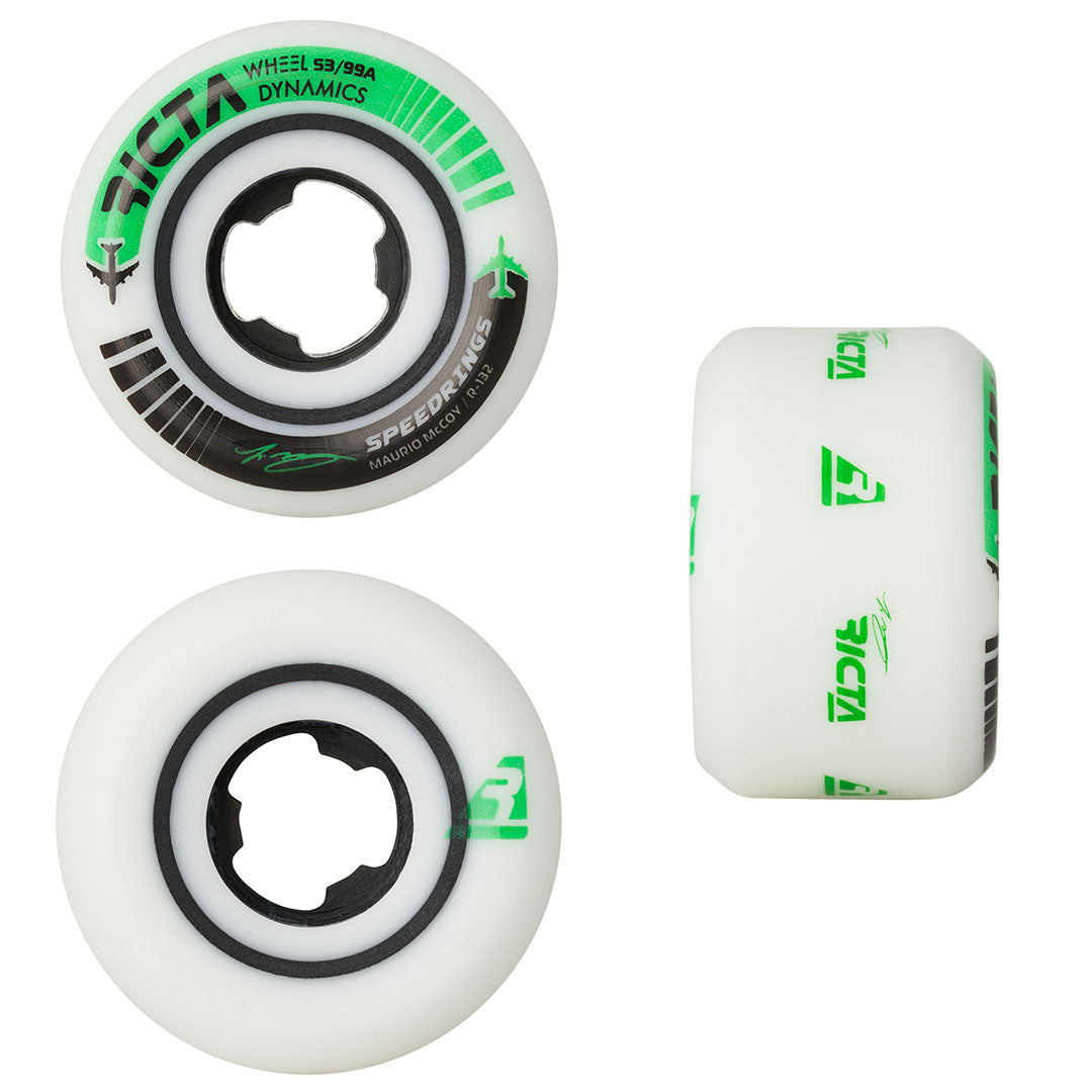 Ricta Speedrings McCoy 53mm 99A Wide skateboard wheels designed for fast roll, reduced resistance, and stable street performance