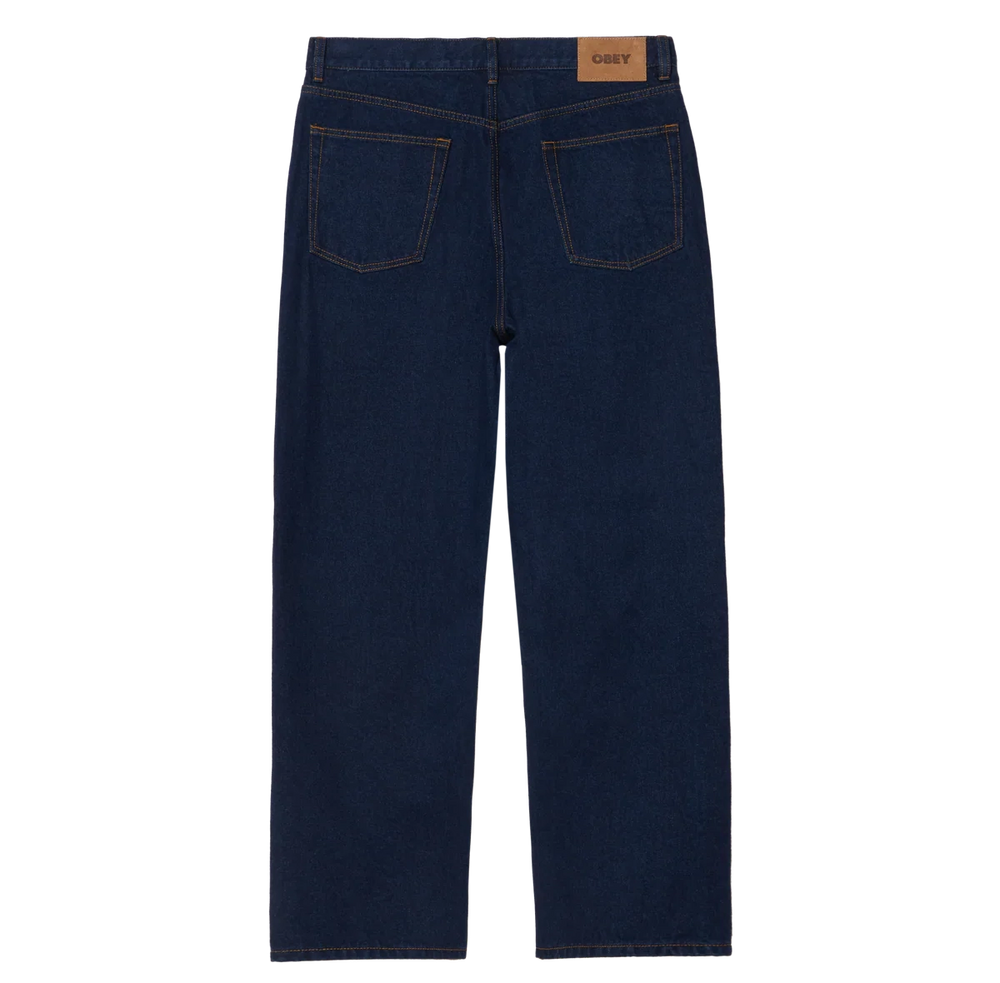 Dark blue jeans on a white background