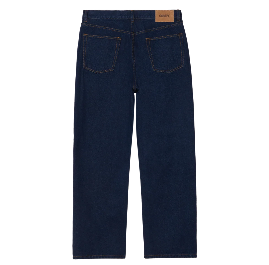 Dark blue jeans on a white background