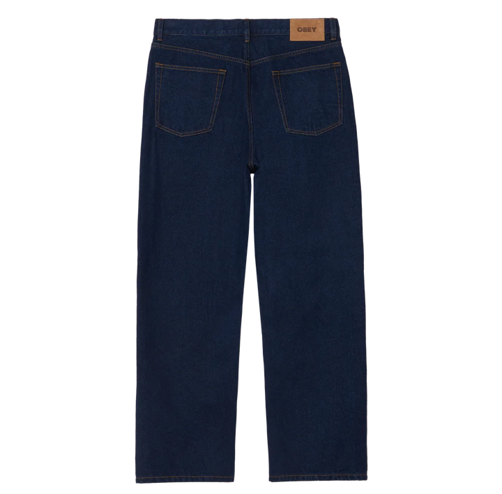Dark blue jeans on a white background
